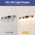 OCIOC Bathroom Vanity Light, 4-Light Modern Matte Black Wall Sconce - Image 4