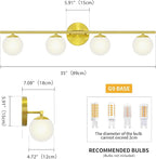 New Bathroom Vanity Light Fixtures Brushed Bronze Milk White Globe Glass Shade - Image 4