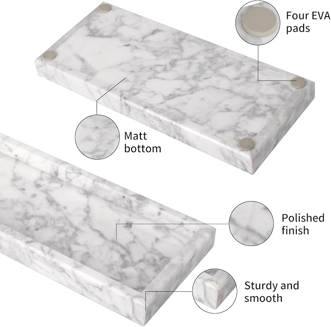 Marble Bathroom Vanity Tray, Natural Luxury Vanity Home Kitchen Bathroom Table - Image 3