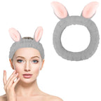 Cute Gray Rabbit Ears Headband Frog Eye Elastic to Wash Face - Image 8