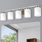 5-Light Bathroom Light Fixtures, Modern Vanity Lights, Brushed Nickel Metal by Mieloxiy