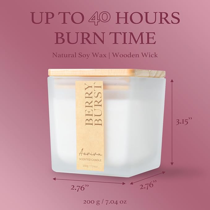 Scented Candle, 7.04 oz Berry Burst Aromatherapy Candle, Natural Soy Wax - Image 6