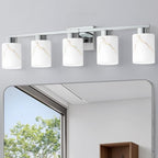 5-Light Bathroom Light Fixtures, Modern Vanity Lights, Chrome Metal Wall Lamp by Mieloxiy