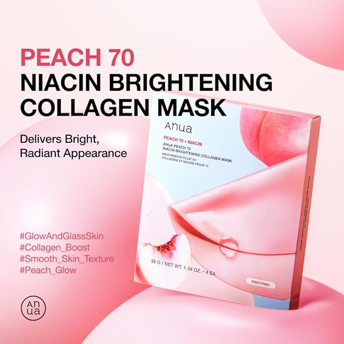ANUA Peach 70 Niacin Brightening Collagen Mask, Overnight Face Mask - Image 2