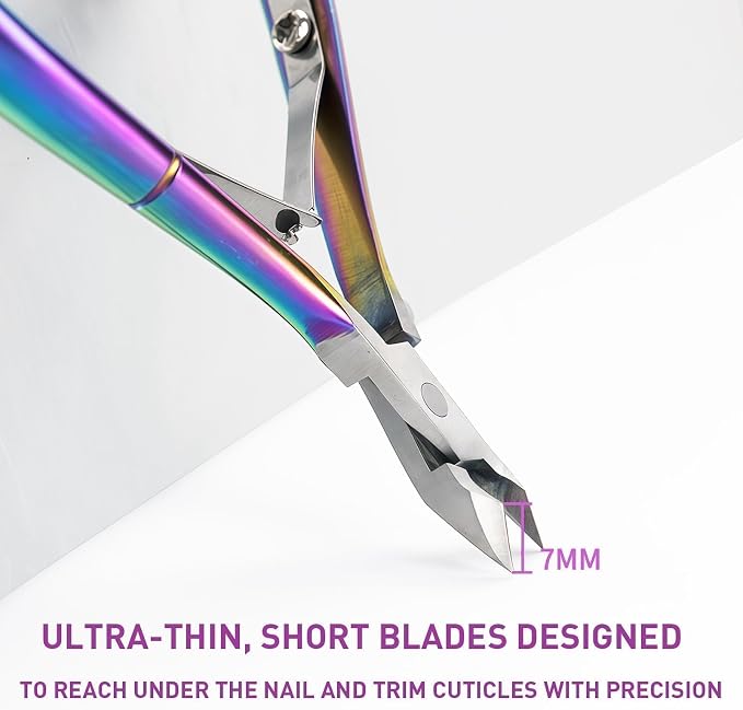 Precision Cuticle Nippers Trimmer Set, Double Spring Cuticle Remover Pusher - Image 6