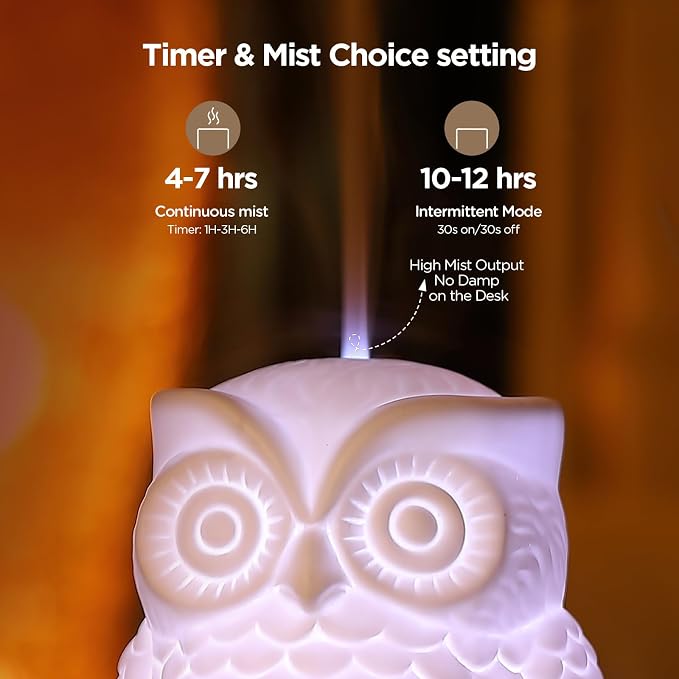 Owl Ceramic Aromatherapy Diffuser INRORANS 160ml Stone ultrasonic Cool Mist - Image 3