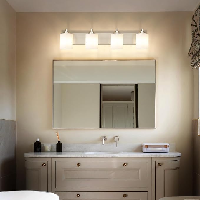 SOLFART Brushed Nickel Bathroom Vanity Light Vintage 4 Light Wall Light - Image 6
