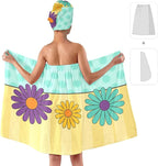 Women’s Spa Wrap Towel and Hair Drying Cap Set – Floral Quick-Dry Bath Wrap - Image 2