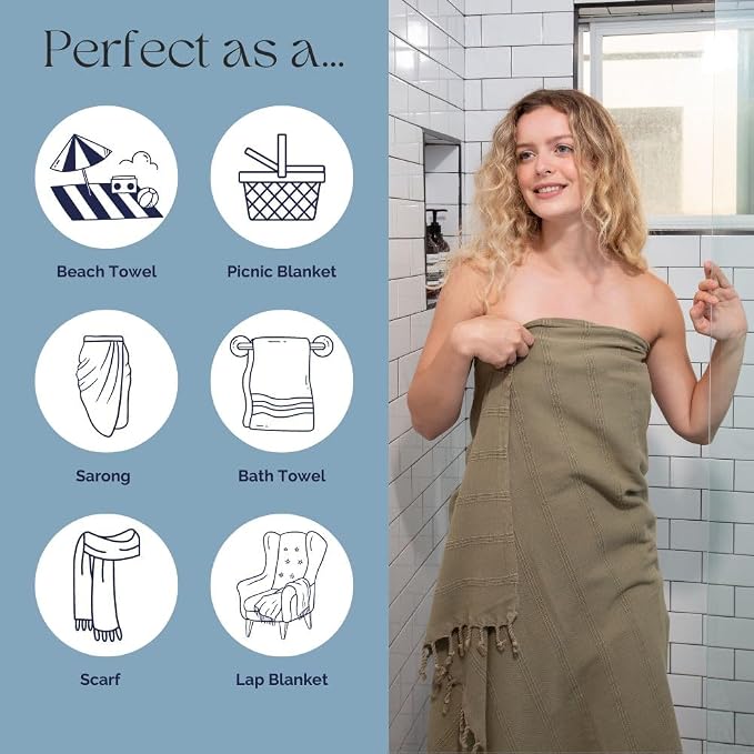 InfuseZen Stonewashed Turkish Bath & Beach Towel –100% Organic Turkish Cotton - Image 5