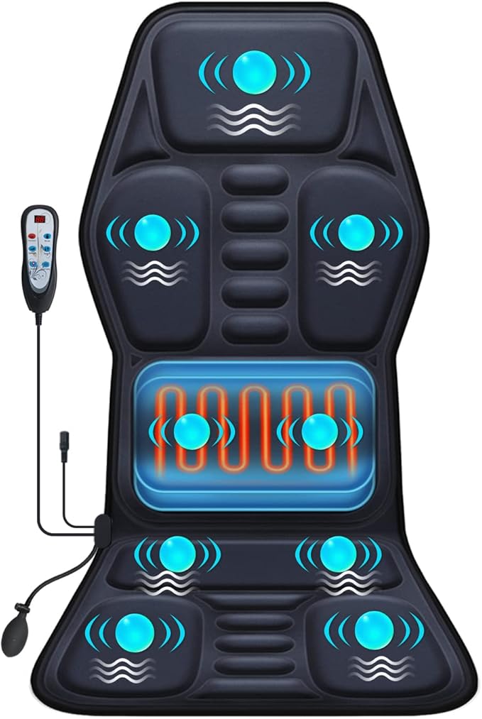 Massage Seat Cushion Pad with Heat 9 Massage Style Lumbar Support Function by Unknown