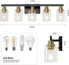 5-Light Black and Gold Bathroom Vanity Light, Bathroom Light Fixtures, Wall - Image 3