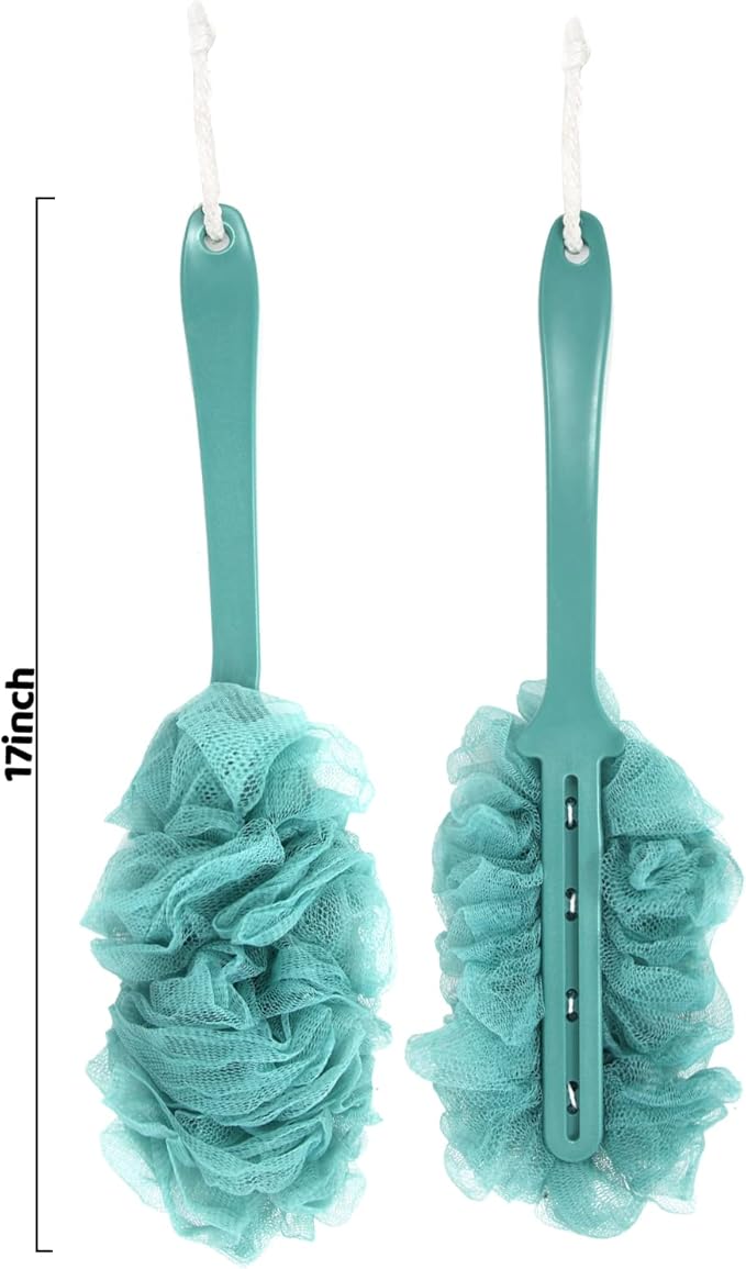 Back Scrubber for Shower, Qewro Loofah on a Stick as Shower Brush Exfoliating - Image 2