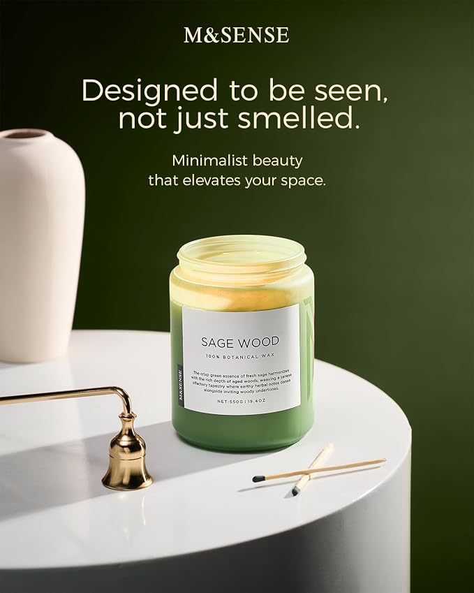 M&SENSE Sage Wood Scented Candles - Image 4