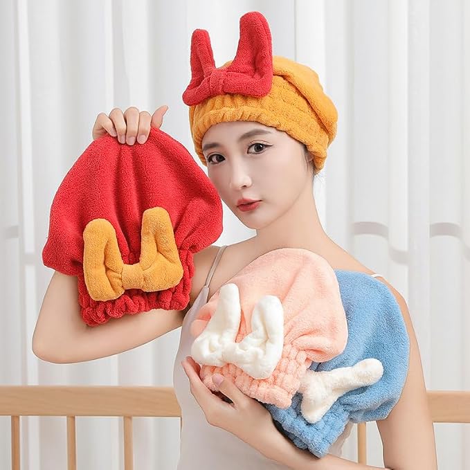 Microfiber Hair Drying Cap, Ultra Absorbent Hair Towel Wrap Turban - Image 6