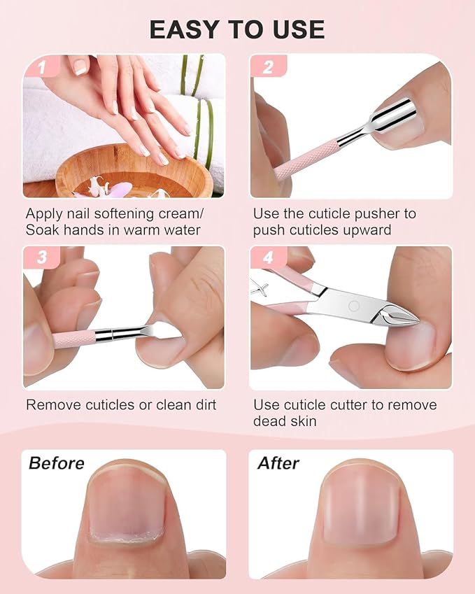 Cuticle Trimmer with Cuticle Pusher and Nail Clipper - Image 6