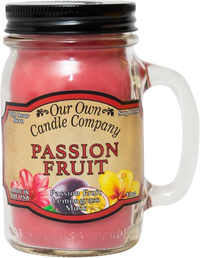 Our Own Candle Company, Passion Fruit Scented Mason Jar Candle, 100 Hour Burn by OurOwnCandleCompanycandles