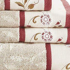 Madison Park Serene 100% Cotton Bath Towel Set Luxurious Floral Decorative - Image 11