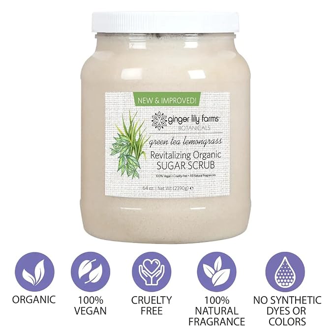 Ginger Lily Farms Botanicals Revitalizing Organic Sugar Scrub, All-Natural Skin - Image 3