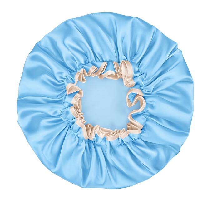 Waterproof Shower Caps for Women, Solid Color Dual-Layer Elastic Band Design - Image 7