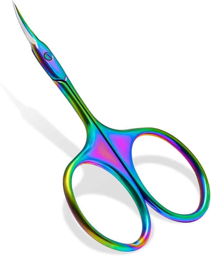 Lermende Cuticle Scissors Extra Fine Curved, Portable Stainless Steel Manicure by Lermende