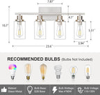 4 Light Bathroom Light Fixtures Brushed Nickel Vanity Light Over Mirror Modern - Image 3