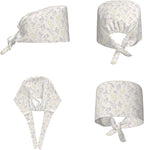 Scrub Cap for Women and Men Boho Black Leaf Pattern Adjustable Breathable - Image 2