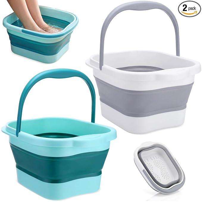 2 Pack Collapsible Foot Bath Plastic Foot Soaking Tub Portable Feet Bucket by Unknown