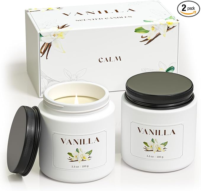 NORVENCE Vanilla Candle, Scented Candles Gift Set, Stress Relief Candles by NORVENCE