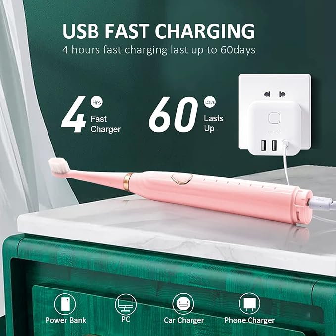 Sonic Electric Toothbrush, USB Rechargeable Powerful Sonic Cleaning Tooth Brush - Image 5