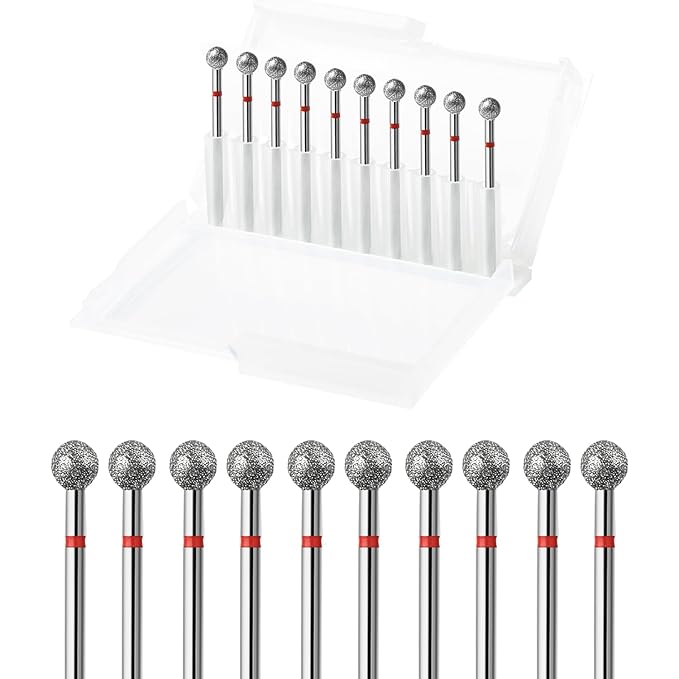 10pcs Safety Ball Cuticle Drill Bits, Carbide Diamond Nail Bits by ERUIKA
