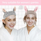 musejoy 2 Pcs Headband Bunny Ears Headband, Cute Spa Headbands - Image 2