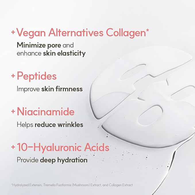 THE FACE SHOP Original Vegan Collagen Face Mask, Korean Glass Skin Essential - Image 4