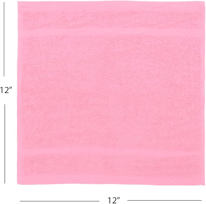 Avalon Towels Cotton Washcloths 24-Pack – 12 x 12 Inch Pink Super Soft & - Image 8