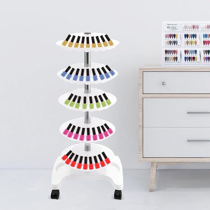 Nail Polish Trolley Organizer, 5 Tiers 360° Rotating Tray Nail Polish Spinning - Image 7