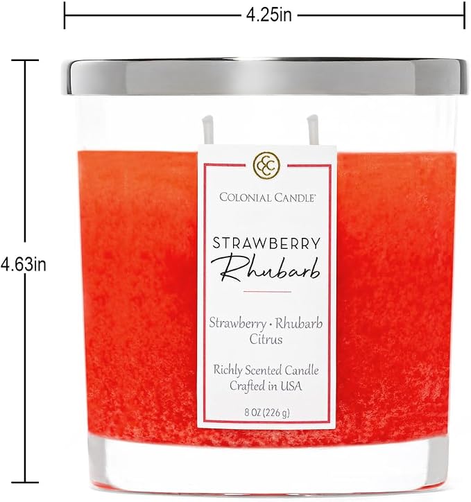 Colonial Candle Strawberry Rhubarb Scented Candle Jar, Highly Fragranced Candles - Image 4