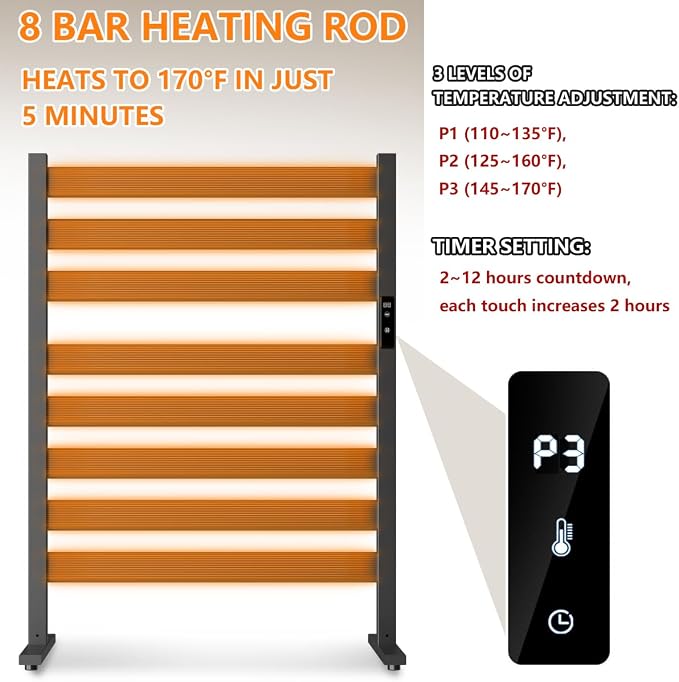 Towel Warmers for Bathroom, Heated Towel Racks, Upgraded Extra-Wide Heating Area - Image 4