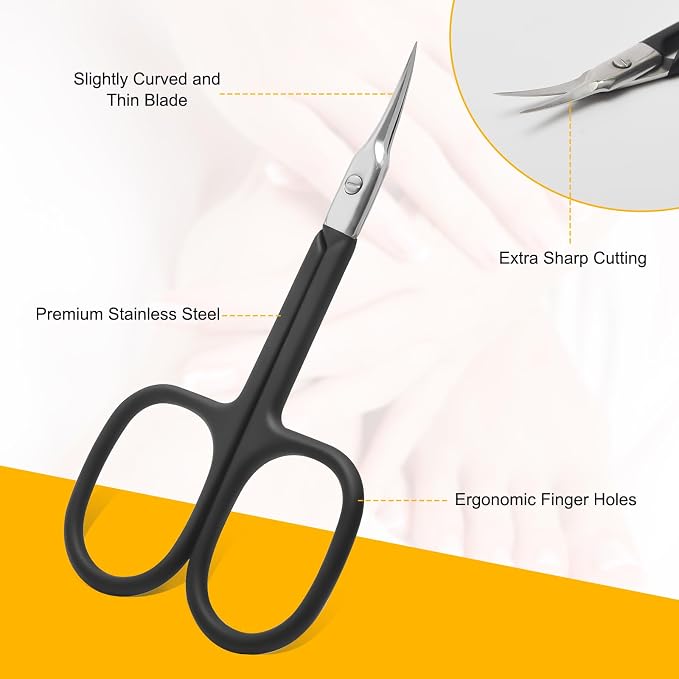 CGBE Cuticle Scissors Extra Fine Curved Blade, Super Slim Manicure Scissors - Image 2
