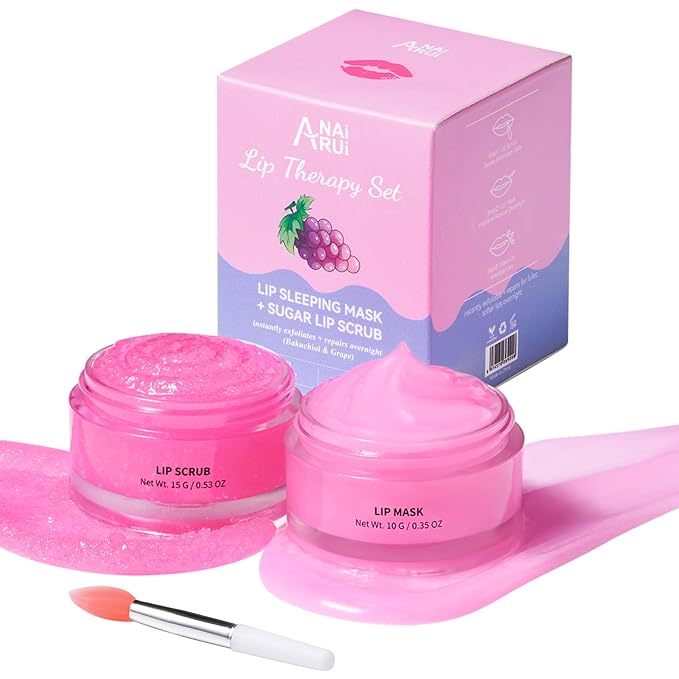 ANAI RUI Lip Therapy Set, Lip Scrub & Lip Mask, Overnight Hydrating Lip by ANAIRUI