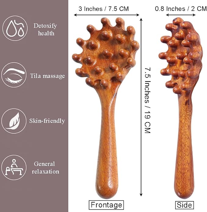 OULIGET Wooden Trigger Point Massage Tool, Sandalwood Comb Head Massager - Image 2