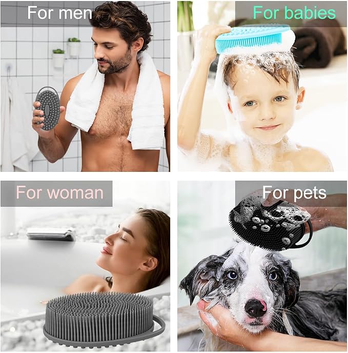 3 Pack Silicone Body Scrubber, Soft Silicone Loofah Silicone Body Brush - Image 6