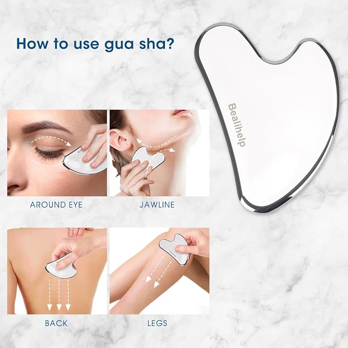 Bealihelp Face Roller and Gua Sha, Stainless Steel Facial Roller and Guasha Tool - Image 5