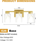 3-Light Bathroom Light Fixtures, Modern Vanity Lights, Living Room, E26 Base - Image 2