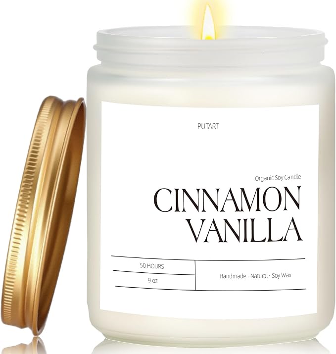 Cinnamon Vanilla Candles for Home Scented, Natural Soy Wax Aromatherapy Non by Unknown
