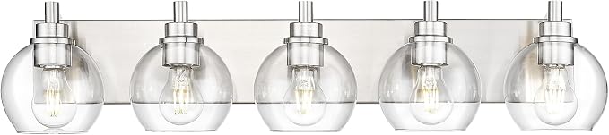 Bathroom Light Fixtures, 5 Light Brushed Nickel Vanity Light, 32 Inch Modern by Metwet