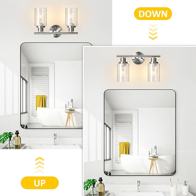 Unicozin 2 Light Vanity Lights, Brushed Nickel Wall Sconce Light - Image 3