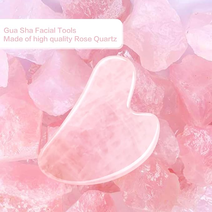 Gua Sha Facial Tools, Natural Rose Quartz Guasha Tool - Image 4