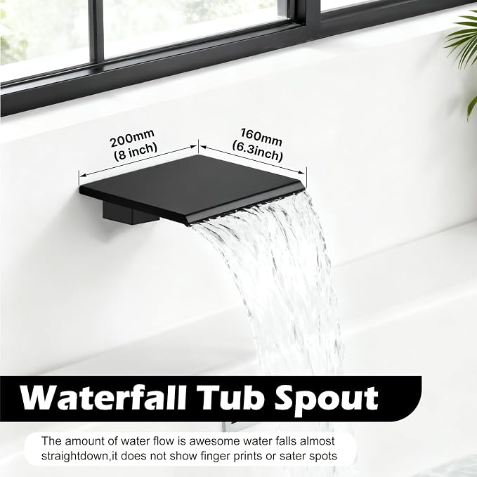 Midanya Shower System with Tub Spout, Bathtub Shower Faucet Set with Square - Image 3