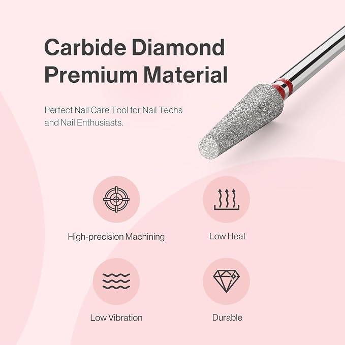 MelodySusie 4mm Long Tapered Barrel Cuticle Clean Nail Drill Bit 3/32'' - Image 6