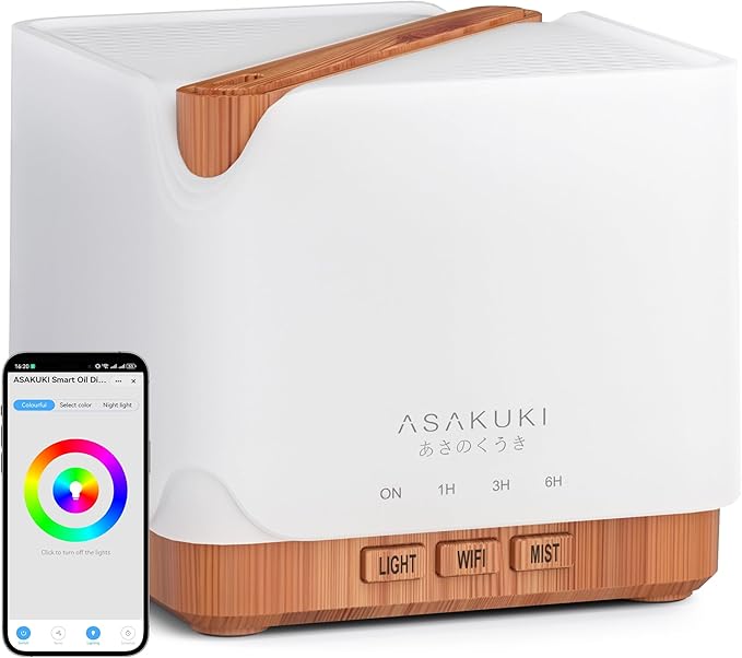 ASAKUKI Essential Oil Diffuser for Home, Smart WiFi 700 ml Humidifier, Connect by ASAKUKI