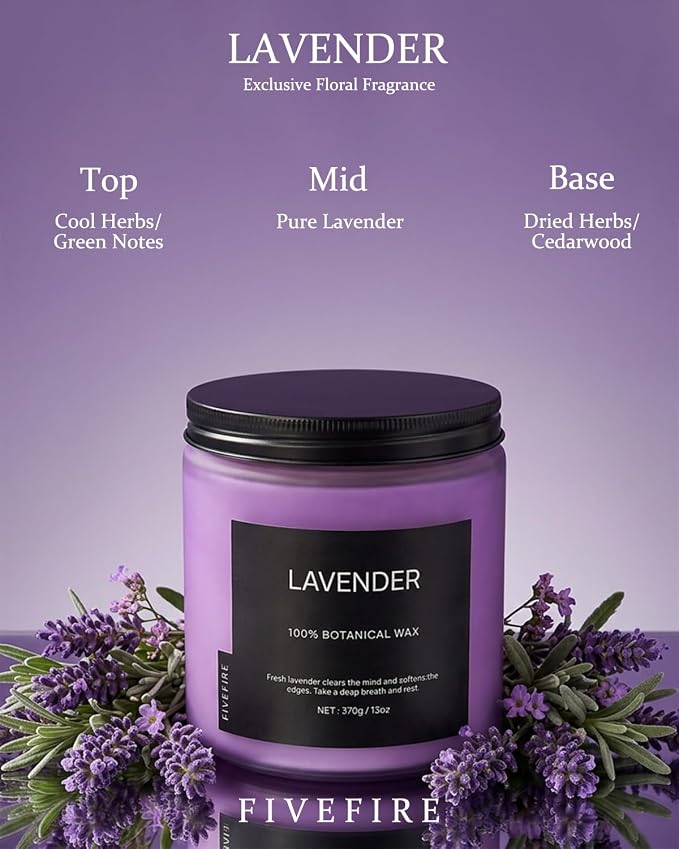 Lavender Scented Candle for Relaxation, 13oz Soy Wax Candle, 70–80 Hour Burn - Image 2